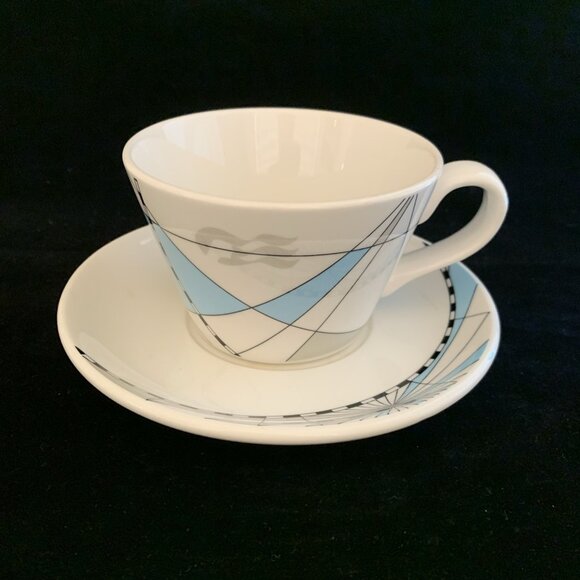 Dudson Finest Vitrified Cup & Saucer Set Princess Cruise Line Abstract Design - Picture 1 of 12